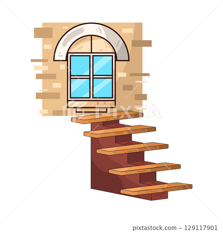 illustration of window stairs 129117901