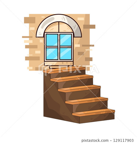 illustration of window stairs illustration of window stairs 129117903