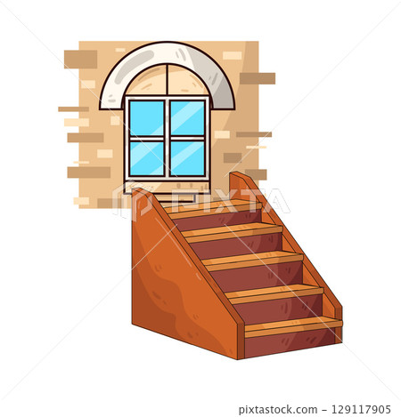 illustration of window stairs illustration of window stairs 129117905