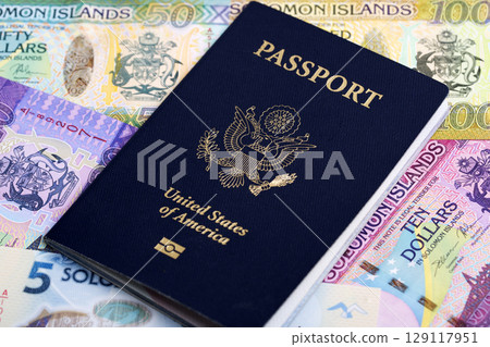 American Passport on Solomon Islands dollar 129117951