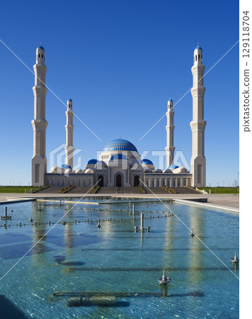 Astana Grand Mosque in Kazakhstan - The Grand Mosque against the blue sky 129118704