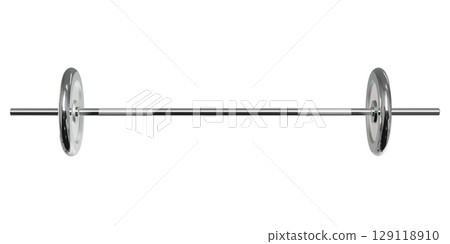 Cast Iron Adjustable Barbell, weightlifting gym equipment, front view 129118910