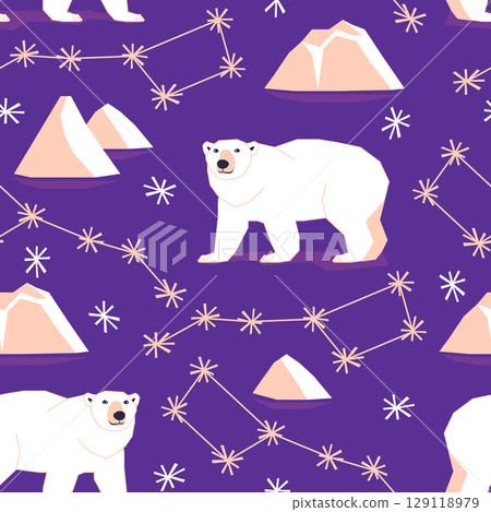 Vector seamless pattern with Ursa Major constellation 129118979