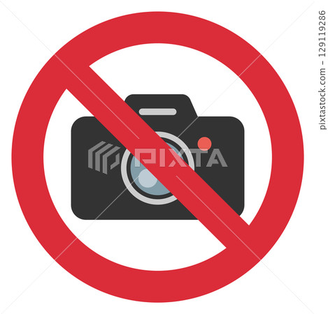 Camera prohibition sign icon illustration 129119286
