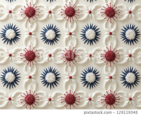 textile pattern mimicking intricate hand-embroidery . French knot accents as seed pearls 129119348