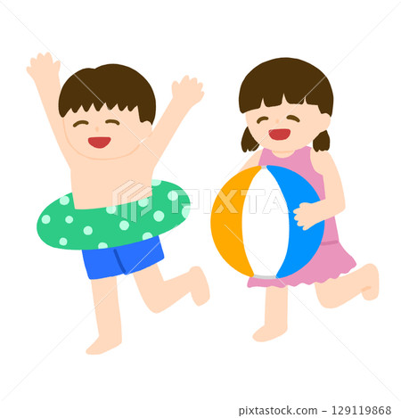 在海裡或游泳池玩耍的孩子們 在海裡或游泳池玩耍的孩子們 129119868