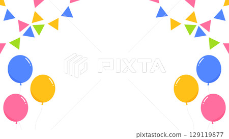 Garland, flags, and balloons decoration frame Garland, flags, and balloons decoration frame 129119877