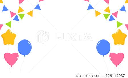 花圈、旗幟和氣球裝飾框 129119987