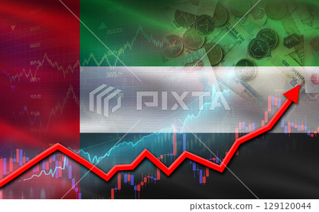 United Arab Emirates economic growth on financial graph. United Arab Emirates financial growth on market graph United Arab Emirates economic growth on financial graph. United Arab Emirates financial growth on market graph 129120044
