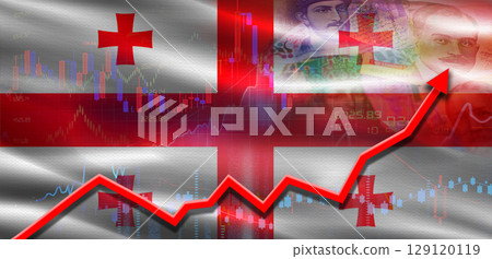 Georgia financial growth on market graph. Georgia economic growth on financial graph 129120119