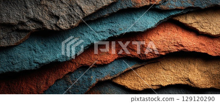 Colorful textured rock layers 129120290