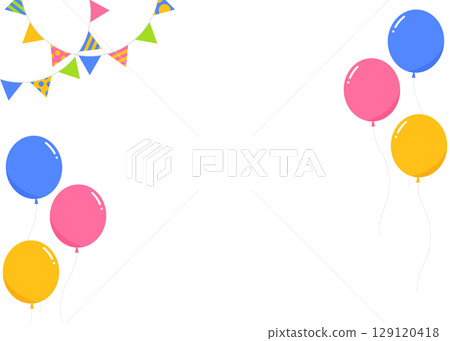 Garland, flags, and balloons decoration frame Garland, flags, and balloons decoration frame 129120418