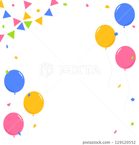 Garland, balloons, and confetti decoration frame, square size 129120552
