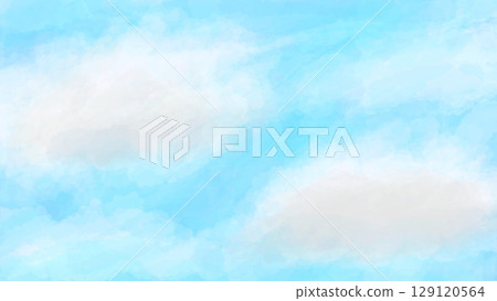 藍天白雲插畫水彩紋理背景紙塗鴉手繪素材 藍天白雲插畫水彩紋理背景紙塗鴉手繪素材 129120564