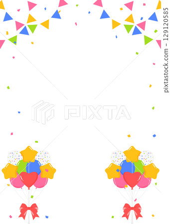Garland, balloons and confetti decoration frame, portrait orientation 129120585