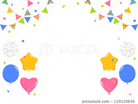 Garland, balloons and confetti decoration frame Garland, balloons and confetti decoration frame 129120656