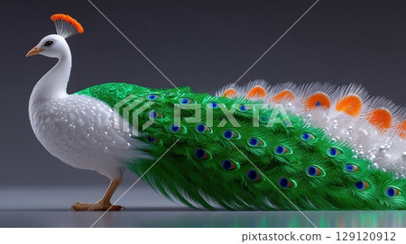 The national bird of India displays the Indian flag for Independence Day. 129120912