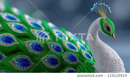 A majestic peacock artfully adorned for Indian Independence Day celebrations. A majestic peacock artfully adorned for Indian Independence Day celebrations. 129120914
