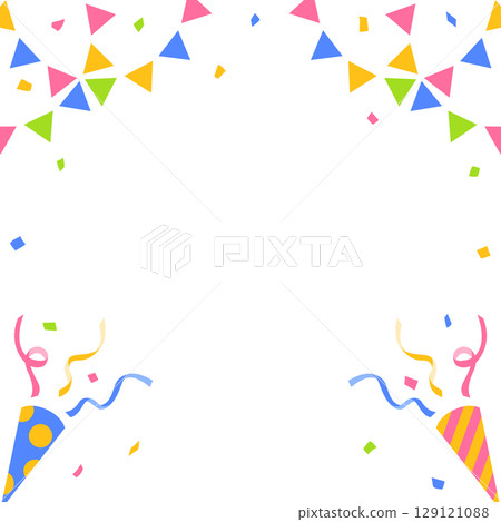 Confetti, garland, and party cracker decoration frame, square size 129121088