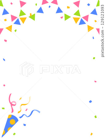 五彩紙屑、花圈和派對餅乾裝飾框,縱向 五彩紙屑、花圈和派對餅乾裝飾框,縱向 129121093