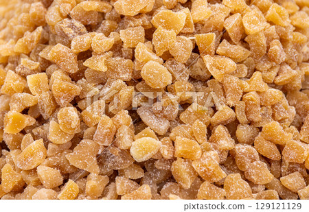 Sugared dried ginger offered at a market stall Sugared dried ginger offered at a market stall 129121129