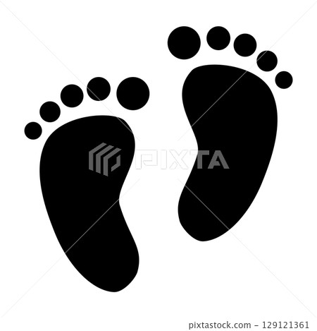 可愛的腳印插圖 129121361