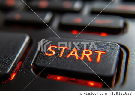 Close-up view of Start key on computer... - Stock Illustration ...