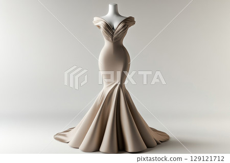 A tight, gorgeous silk dress displayed on a mannequin. 129121712