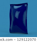 Glossy Blue Snack Pouch Isolated on Solid Background 129122070