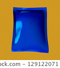 Blue Foil Snack Bag Mockup on Mustard Background 129122071