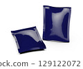 Two Glossy Snack Foil Pouches on White Background 129122072