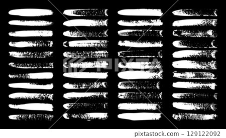 Grunge brush strokes, lines, ink smudges, hand-drawn scribble shapes. Handmade sketchy marks, acrylic stains, charcoal streaks. Paint textures, dry brush effect. Marker underline. Vector illustration 129122092