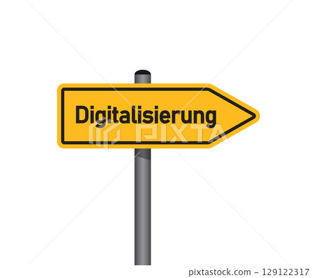 yellow traffic sign with german word digitalization isolated vector illustration 129122317