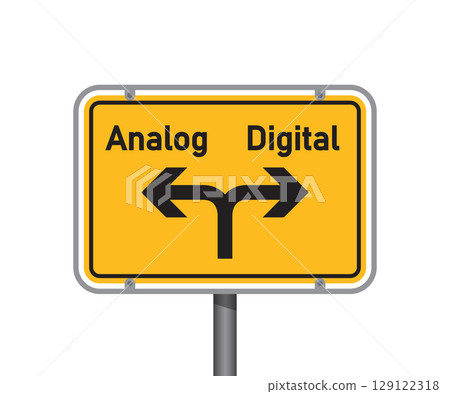 yellow traffic sign with german words digital and analogue isolated vector illustration 129122318