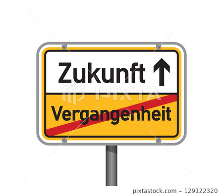 yellow traffic sign with german words future and past isolated vector illustration yellow traffic sign with german words future and past isolated vector illustration 129122320