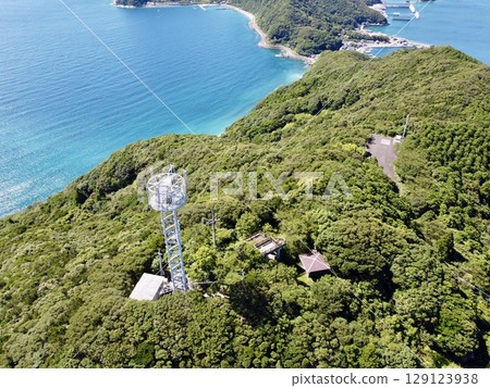 Nagasaki Prefecture, Goto Islands, Naru Island, drone aerial panoramic view from Shirotake Observatory 129123938