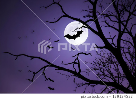 Haunted Night Sky, Halloween Background 129124552