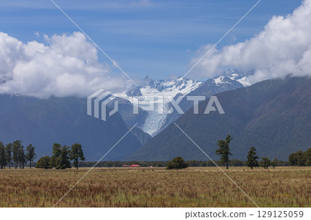 Fox Glacier as seen from a viewpoint in the West Coast region of New Zealand Fox Glacier as seen from a viewpoint in the West Coast region of New Zealand 129125059