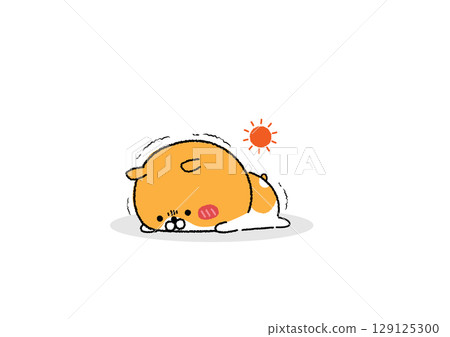 一隻可愛又放鬆的倉鼠正在忍受酷暑 一隻可愛又放鬆的倉鼠正在忍受酷暑 129125300