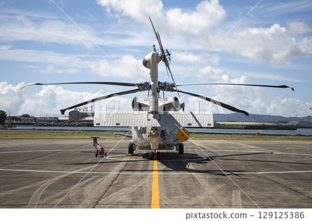 A parked patrol helicopter 129125386