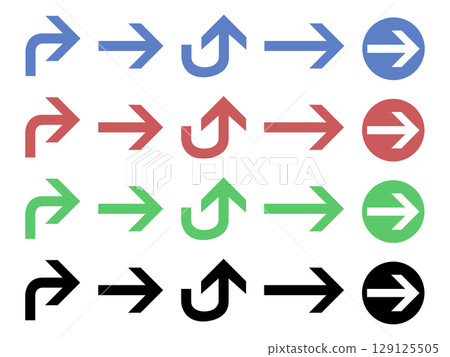 Simple arrow icon set 129125505