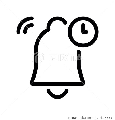 Timed Notification Icon with a Ringing Bell and a Clock Timed Notification Icon with a Ringing Bell and a Clock 129125535