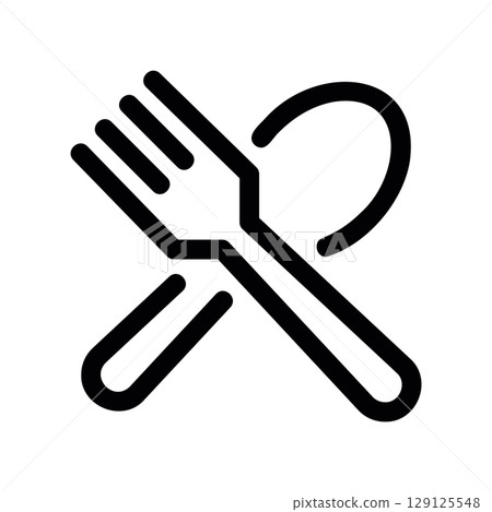 Crossed Fork and Spoon Utensils for Dining Icon 129125548