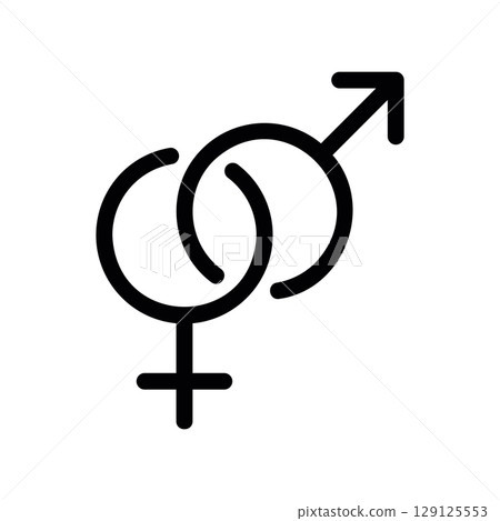 Interlocked Male and Female Gender Symbols Outline Icon Interlocked Male and Female Gender Symbols Outline Icon 129125553