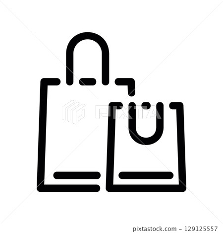 Two Retail Shopping Bags of Different Sizes Outline Icon Two Retail Shopping Bags of Different Sizes Outline Icon 129125557