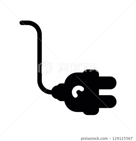 Electrical Plug with a Power Cord Glyph Icon 129125567