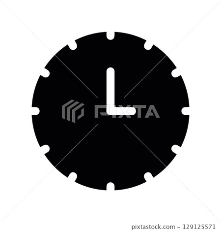 Round Clock Face with Tick Marks Solid Glyph Icon Round Clock Face with Tick Marks Solid Glyph Icon 129125571