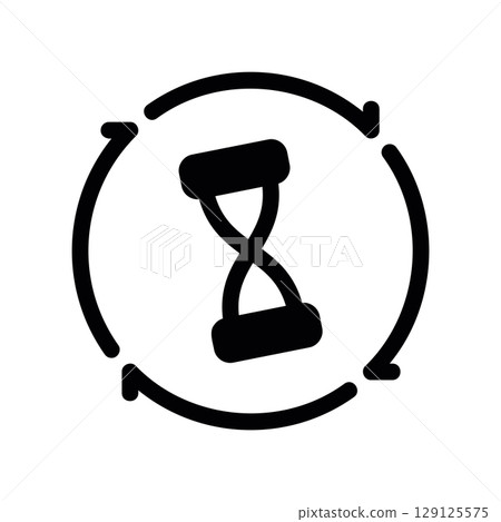Hourglass Within a Circular Arrow for Processing Time 129125575