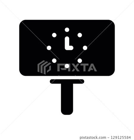 Clock on a Roadside Billboard Silhouette Icon 129125584