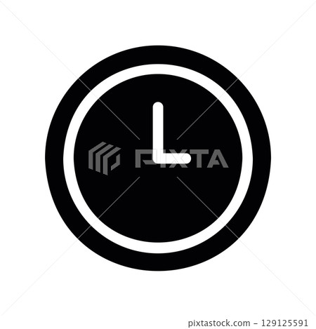 Minimalist Round Clock Icon with a Double Circle Border 129125591